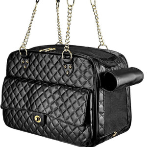 Luxury Quilted Dog Carrier Bag Purse Airline Approved Pet Travel Handbag
