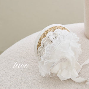Lace straw hat white lace