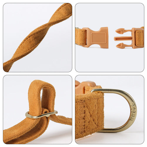Suede Dog Collar with Buckle & D-Ring (Multiple Colors)+leash set