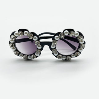 Pearl Rhinestone Flower Pet Sunglasses – Luxury Fashion Dog Glasses