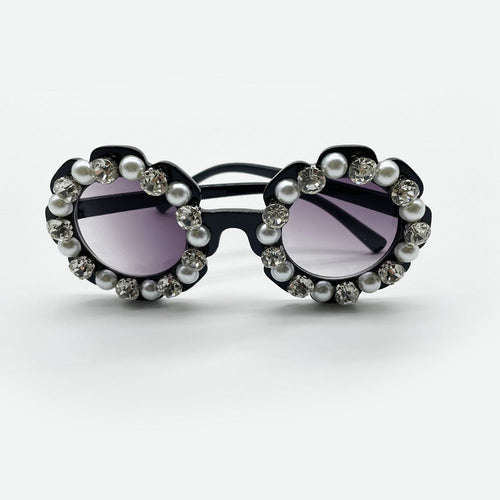 Pearl Rhinestone Flower Pet Sunglasses – Luxury Fashion Dog Glasses