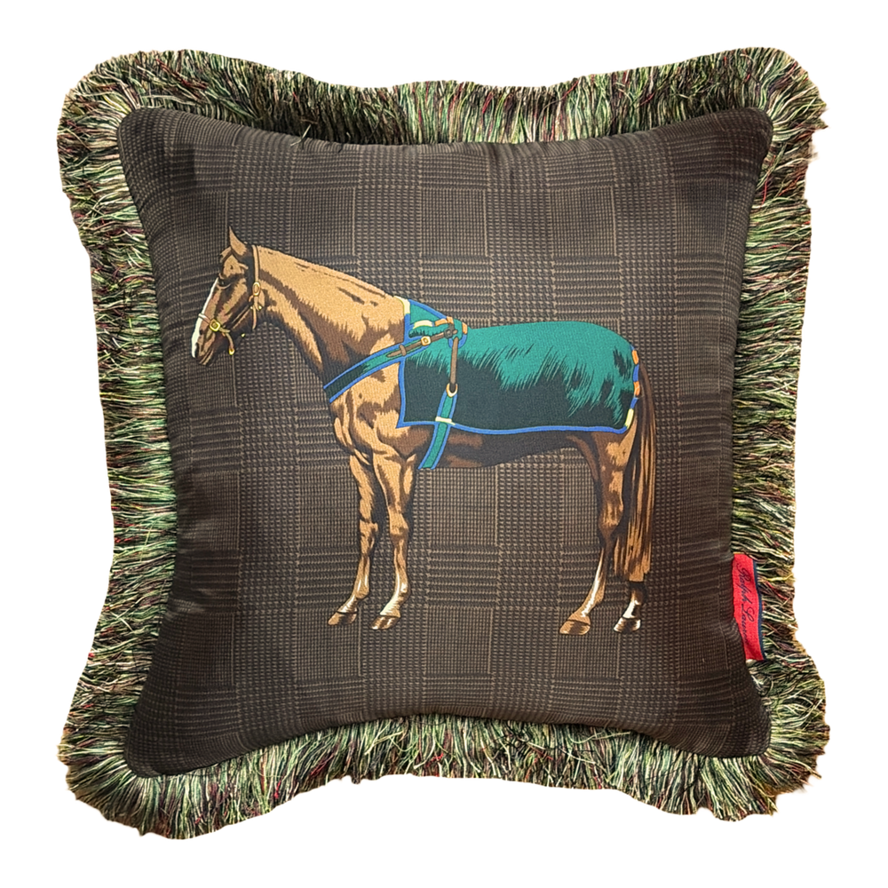 Prince of Wales Brown Vintage Silk Scarf Pillow 20"