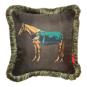 Prince of Wales Brown Vintage Silk Scarf Pillow 20"