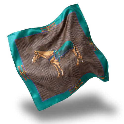 Prince of Wales Brown Vintage Silk Scarf Pillow 20"