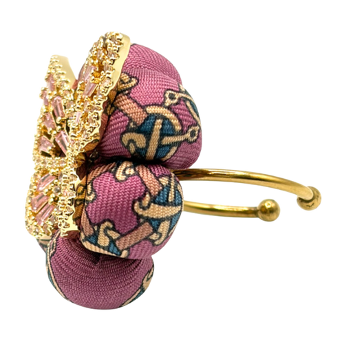 Novelty Print Butterfly Vintage Silk Necktie Ring