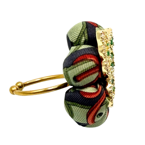 Butterfly Belt Print Vintage Silk Necktie Ring