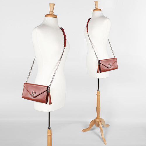 Del Mar - Horse Bit Crossbody Luxury Leather Handbag in Cognac