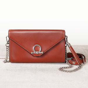 Del Mar - Horse Bit Crossbody Luxury Leather Handbag in Cognac