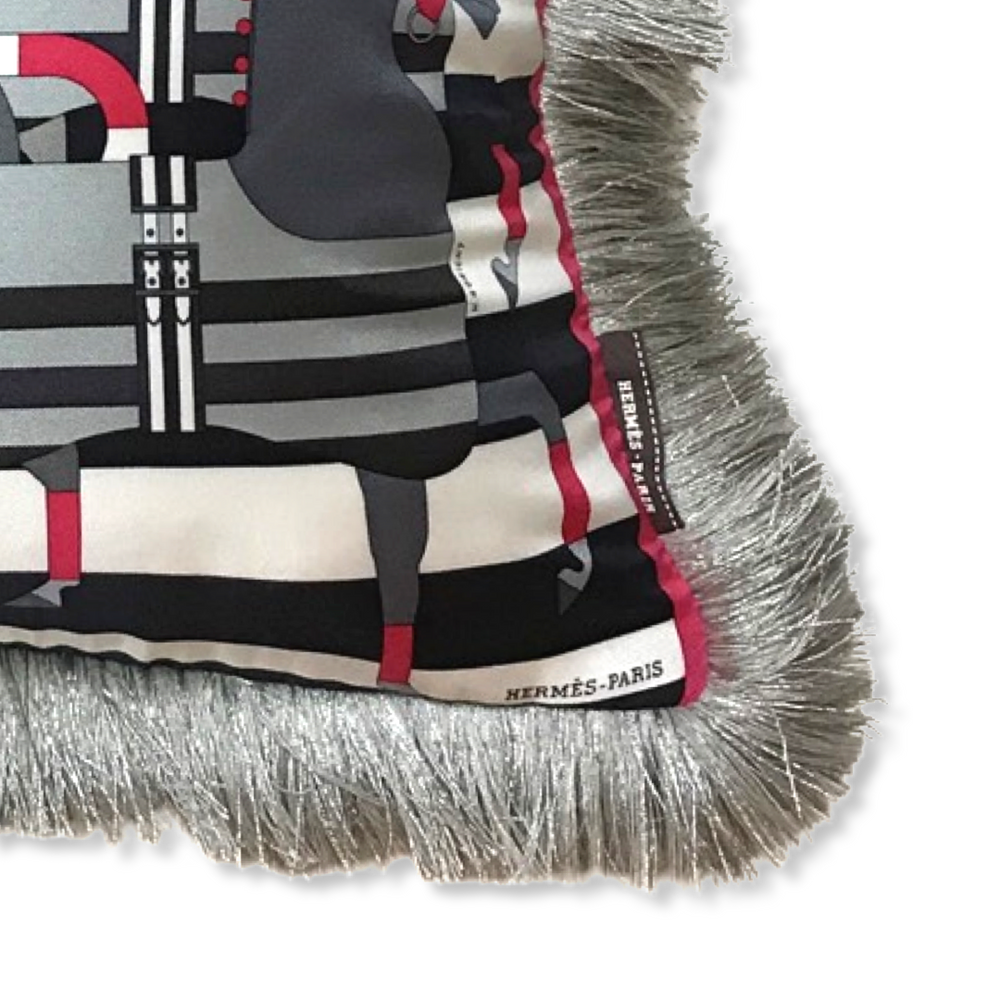 Rocabar Noir Vintage Silk Scarf Pillow 19"
