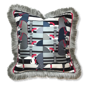 Rocabar Noir Vintage Silk Scarf Pillow 19"