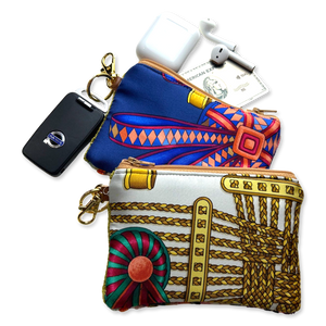 Rubans du Cheval Blanc Vintage Silk Scarf Coffee Run Keychain Bag