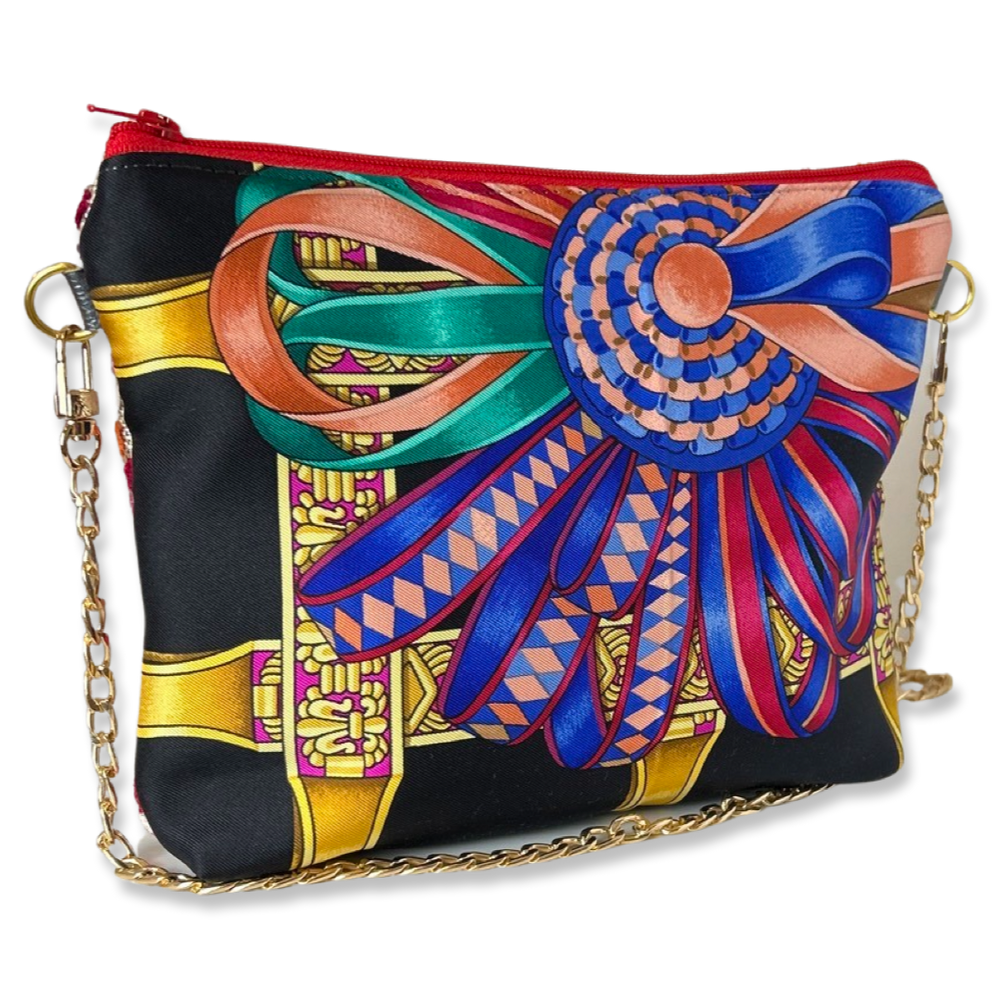 Rubans du Cheval Noir Vintage Silk Scarf Crossbody Bag