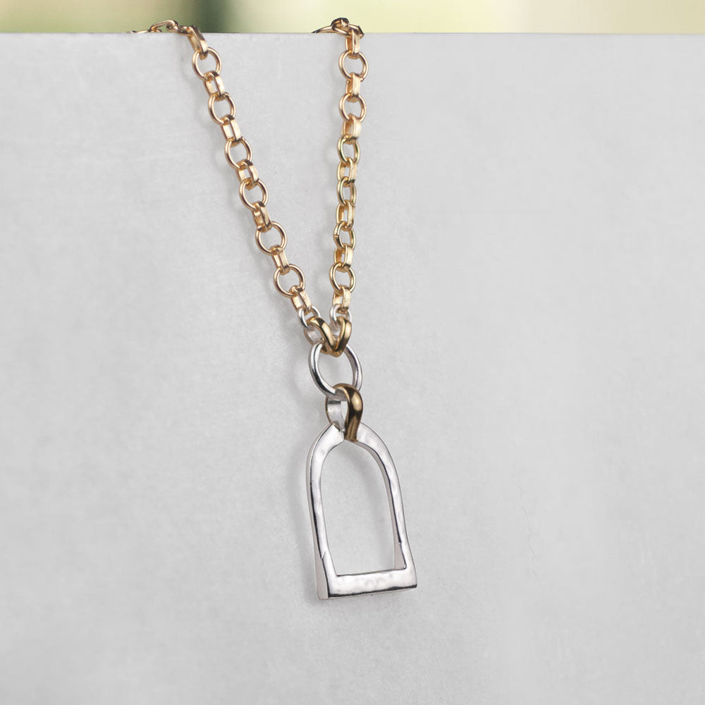 Denby - Two Tone Equestrian Riding Stirrup Necklace