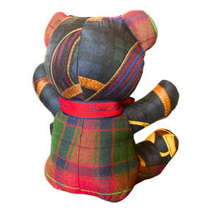Equestrian Black Watch Vintage Silk Scarf Tender Teddy Bear