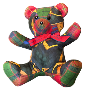 Equestrian Black Watch Vintage Silk Scarf Tender Teddy Bear