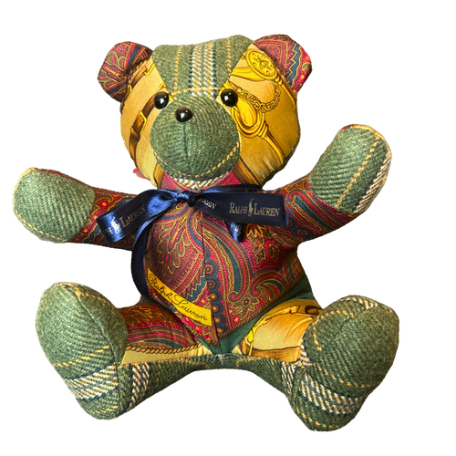 Equestrian Paisley Vintage Silk Scarf Tender Teddy Bear