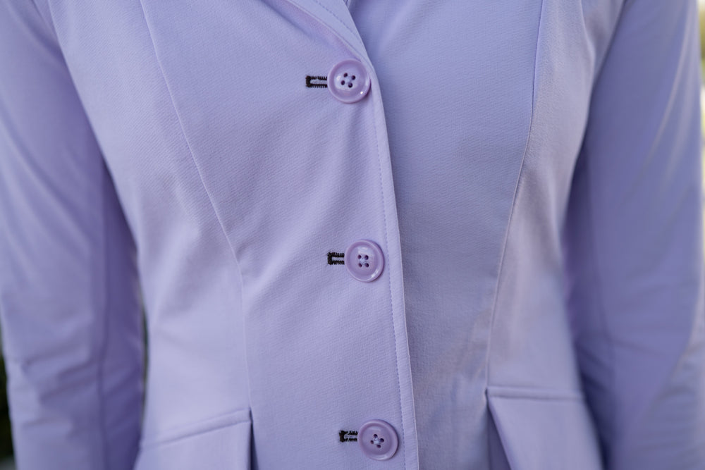 Grand Prix Ladies EQJ 3 Button Show Coat, Lilac with Chocolate Collar