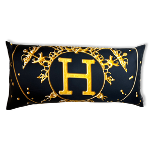 Vif Argent Noir Vintage Silk Scarf Lumbar Pillows 35"