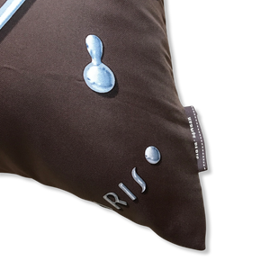 Vif Argent Brown & Silver Vintage Silk Scarf Lumbar Pillow 35"