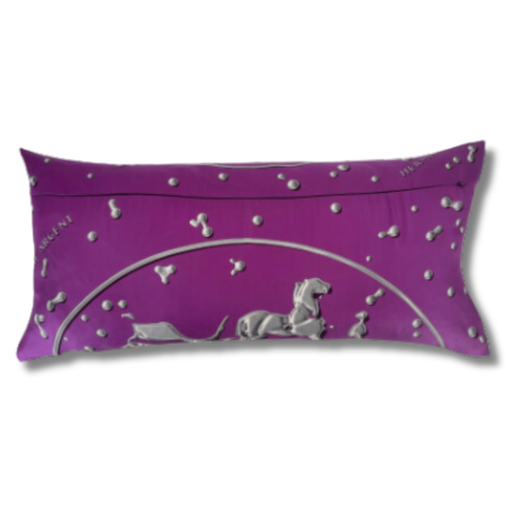 Vif Argent Purple Vintage Silk Scarf Lumbar Pillows 35"