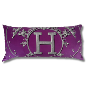 Vif Argent Purple Vintage Silk Scarf Lumbar Pillows 35"