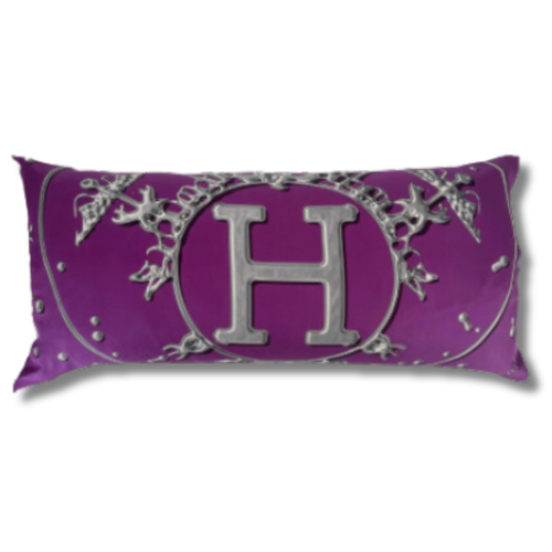 Vif Argent Purple Vintage Silk Scarf Lumbar Pillows 35"