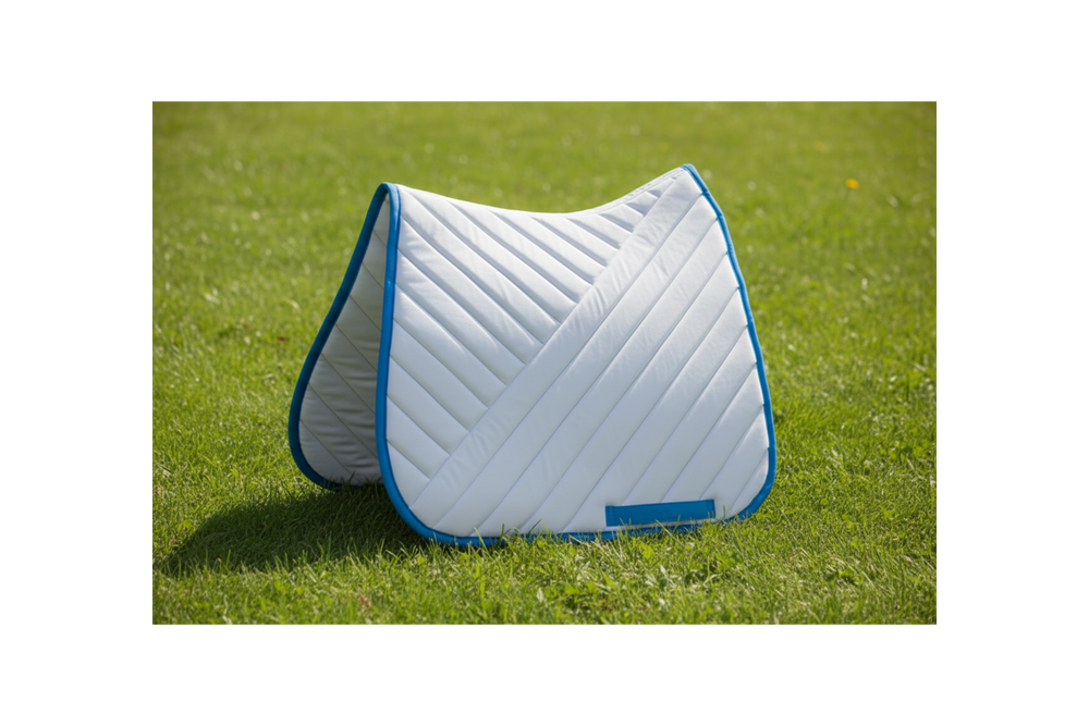 Premium Quality Cotton White Jumping Saddle Pad, Ear Bonnet & Horse Boot Set