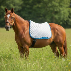 Premium Quality Cotton White Jumping Saddle Pad, Ear Bonnet & Horse Boot Set