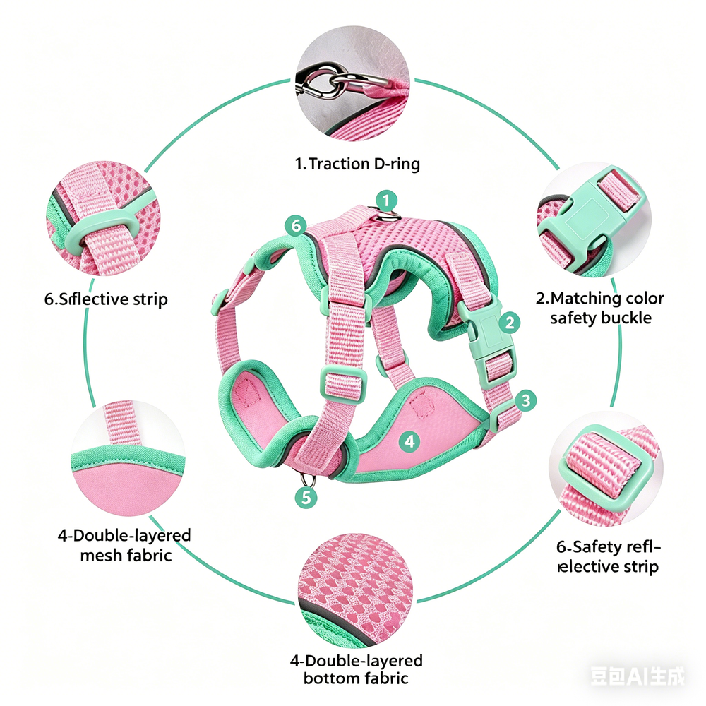 Reflective Pet Harness and Leash Set Adjustable Soft Mesh Vest for Cats and Dogs