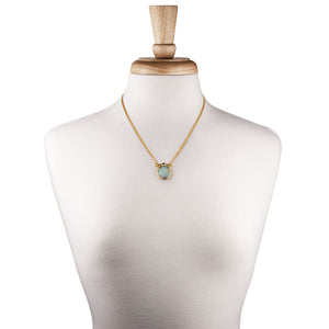 Adele - Aqua Chalcedony Equestrian Horse Bit Necklace in Gold