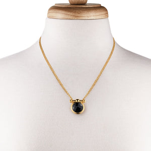 Adele - Black Onyx Equestrian Horse Bit Necklace in Gold
