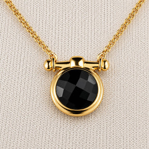 Adele - Black Onyx Equestrian Horse Bit Necklace in Gold