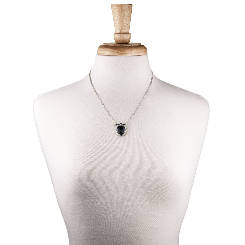 Adele - Black Onyx Equestrian Horse Bit Necklace in Silver