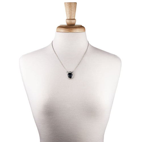 Adele - Black Onyx Equestrian Horse Bit Necklace in Silver