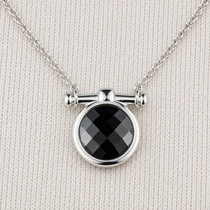 Adele - Black Onyx Equestrian Horse Bit Necklace in Silver