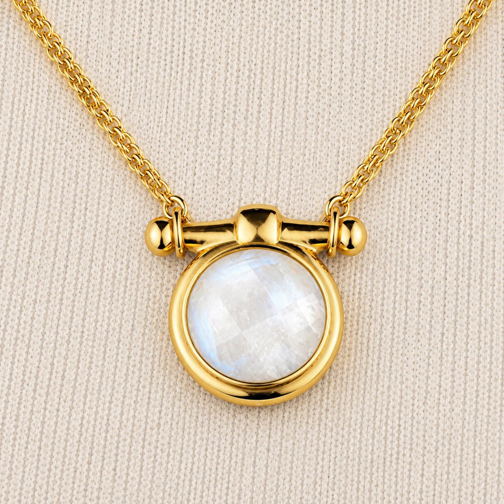 Adele - Moonstone Equestrian Horse Bit Necklace in Gold