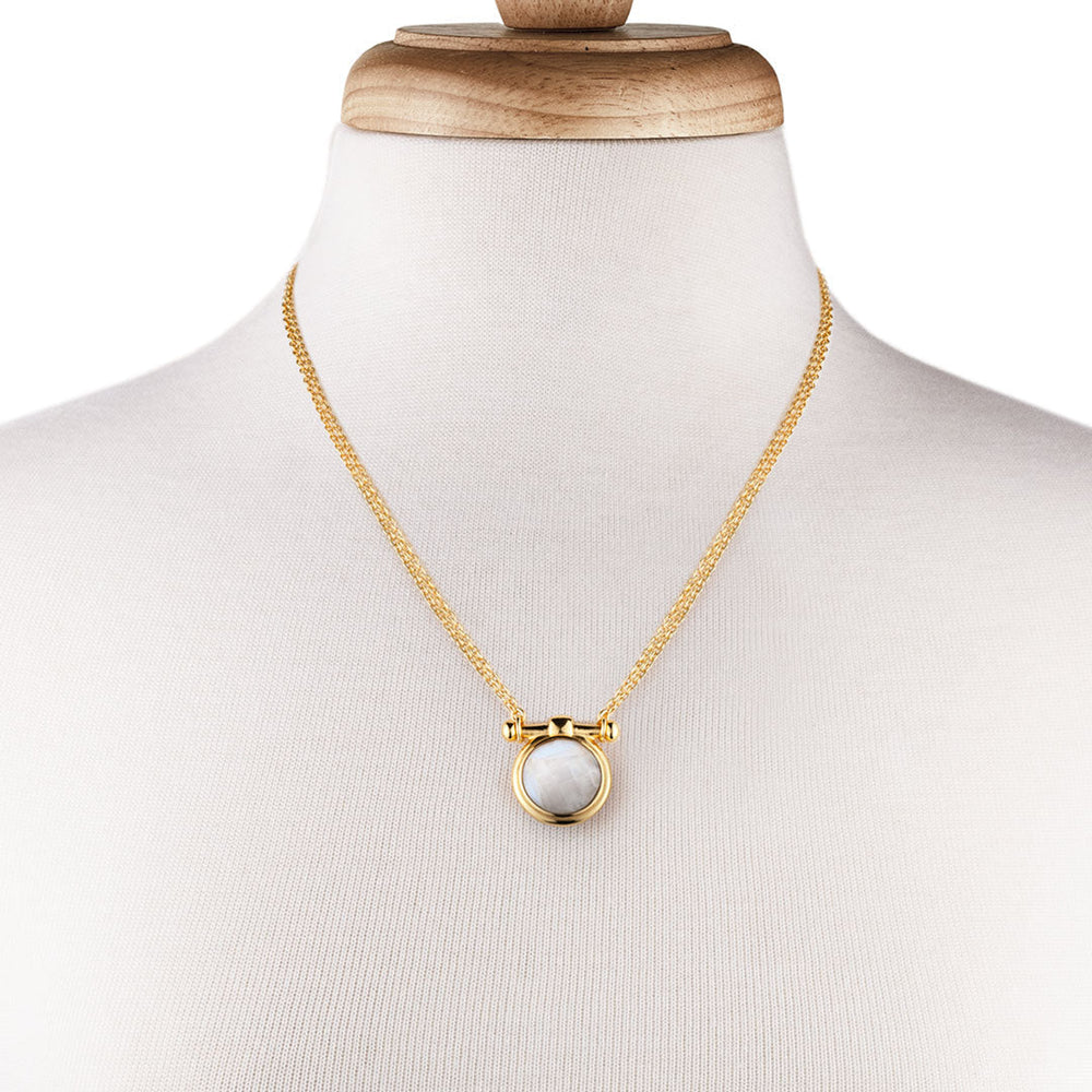 Adele - Moonstone Equestrian Horse Bit Necklace in Gold