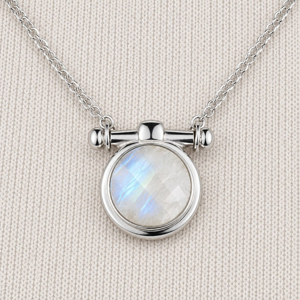 Adele - Moonstone Equestrian Horse Bit Necklace in Silver