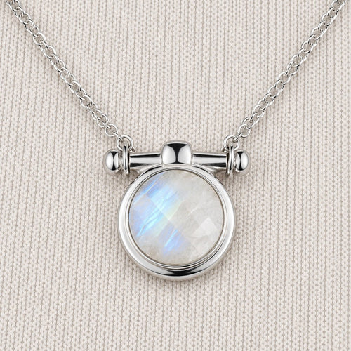 Adele - Moonstone Equestrian Horse Bit Necklace in Silver
