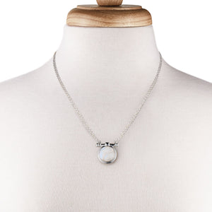 Adele - Moonstone Equestrian Horse Bit Necklace in Silver