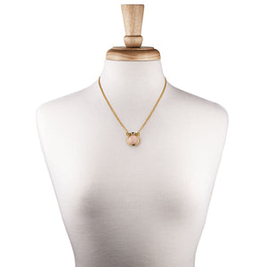 Adele - Rose Quartz Equestrian Horse Bit Necklace in Gold