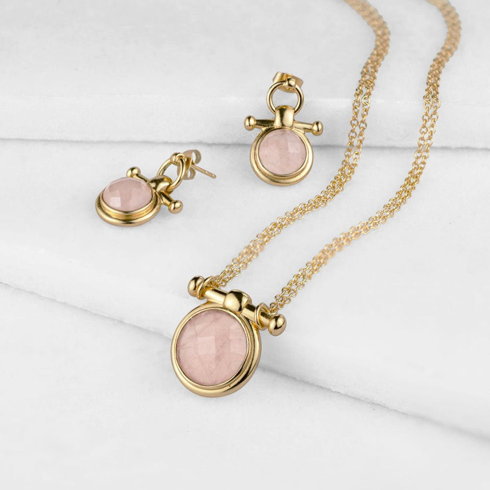 Adele - Rose Quartz Horse Bit Equestrian Earring in Gold