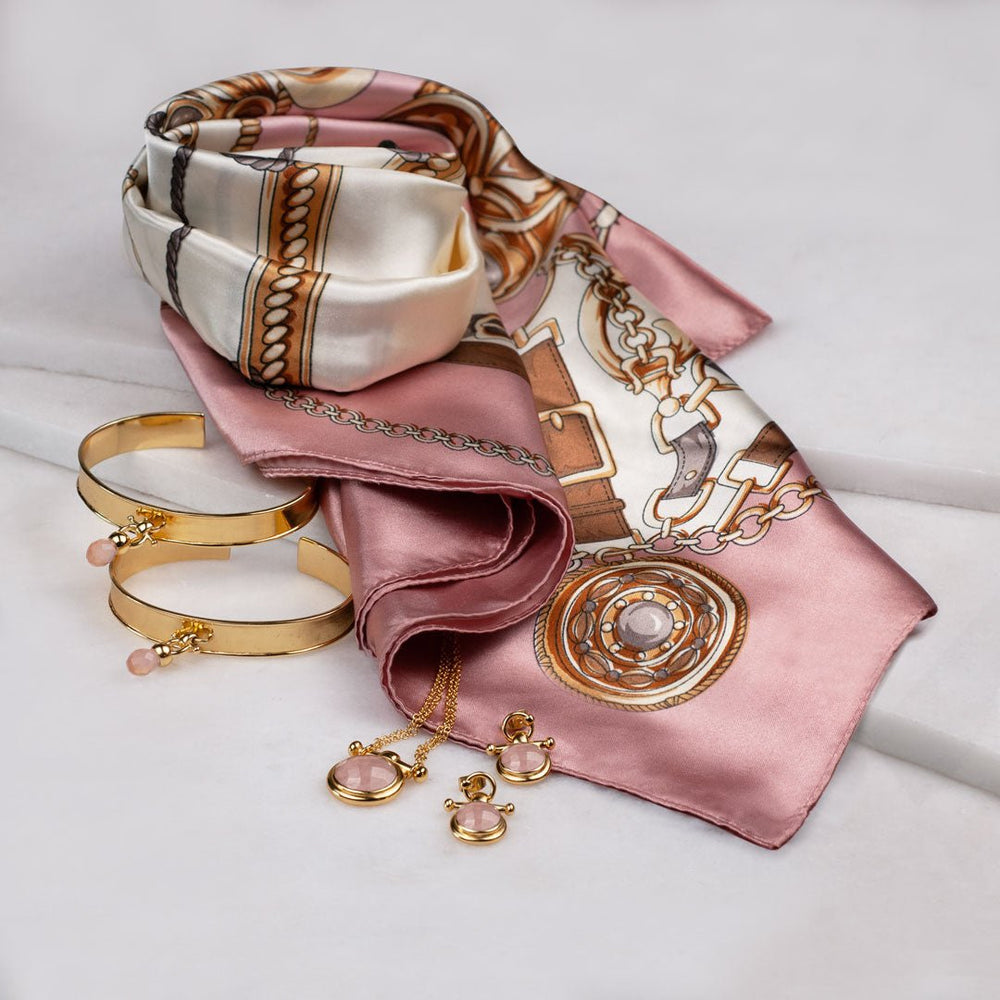 Adele - Rose Quartz Horse Bit Equestrian Earring in Gold