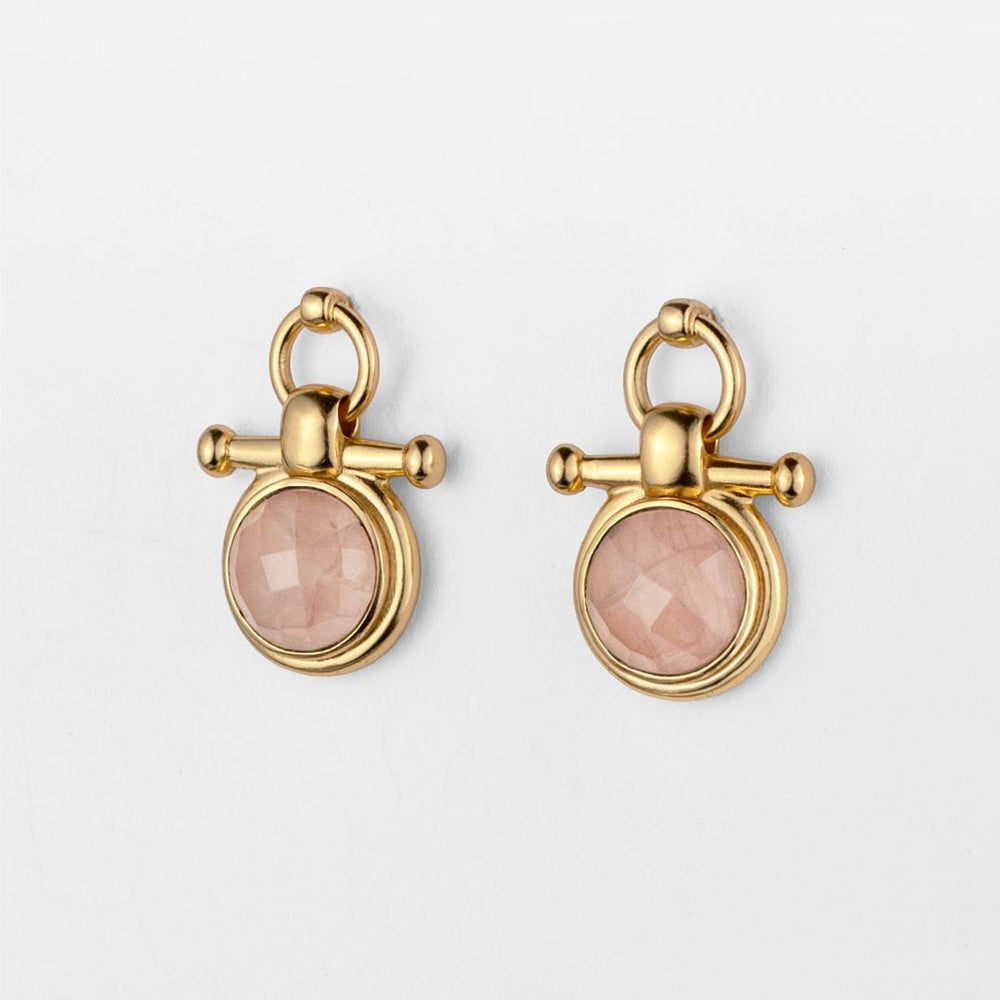 Adele - Rose Quartz Horse Bit Equestrian Earring in Gold