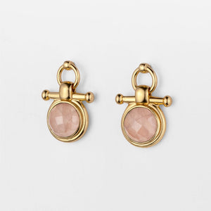 Adele - Rose Quartz Horse Bit Equestrian Earring in Gold