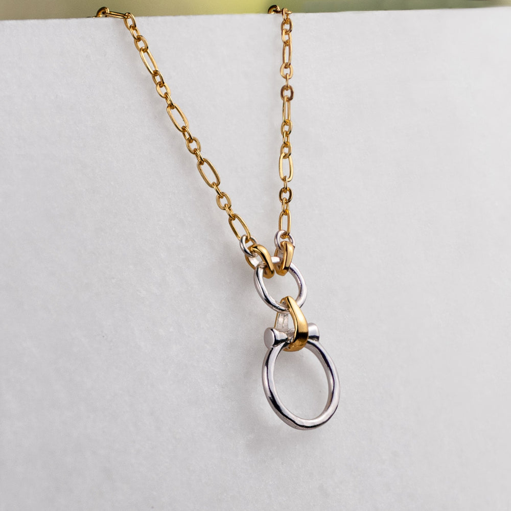 Aikon - Two Tone Equestrian Horse Bit Necklace