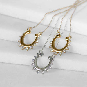 Anola - Diamond Cut Horseshoe Necklace in Gold