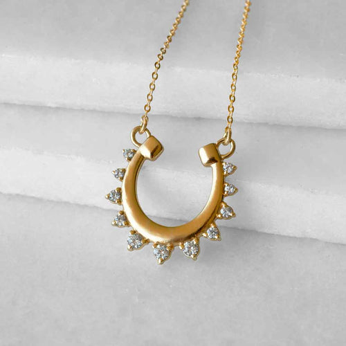 Anola - Diamond Cut Horseshoe Necklace in Gold