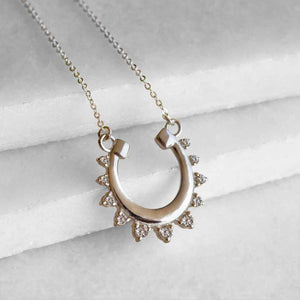 Anola - Diamond Cut Horseshoe Necklace in Silver