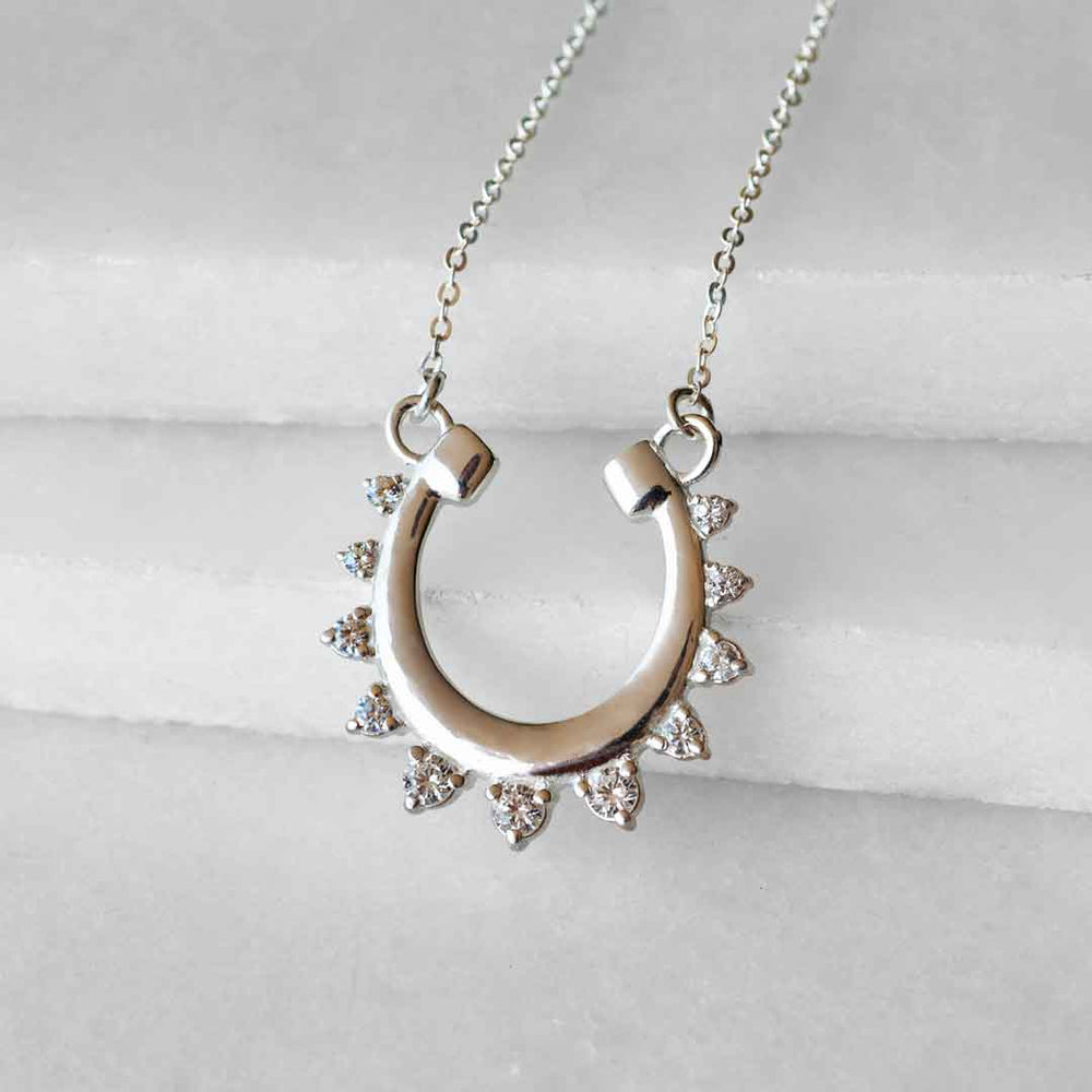 Anola - Diamond Cut Horseshoe Necklace in Silver
